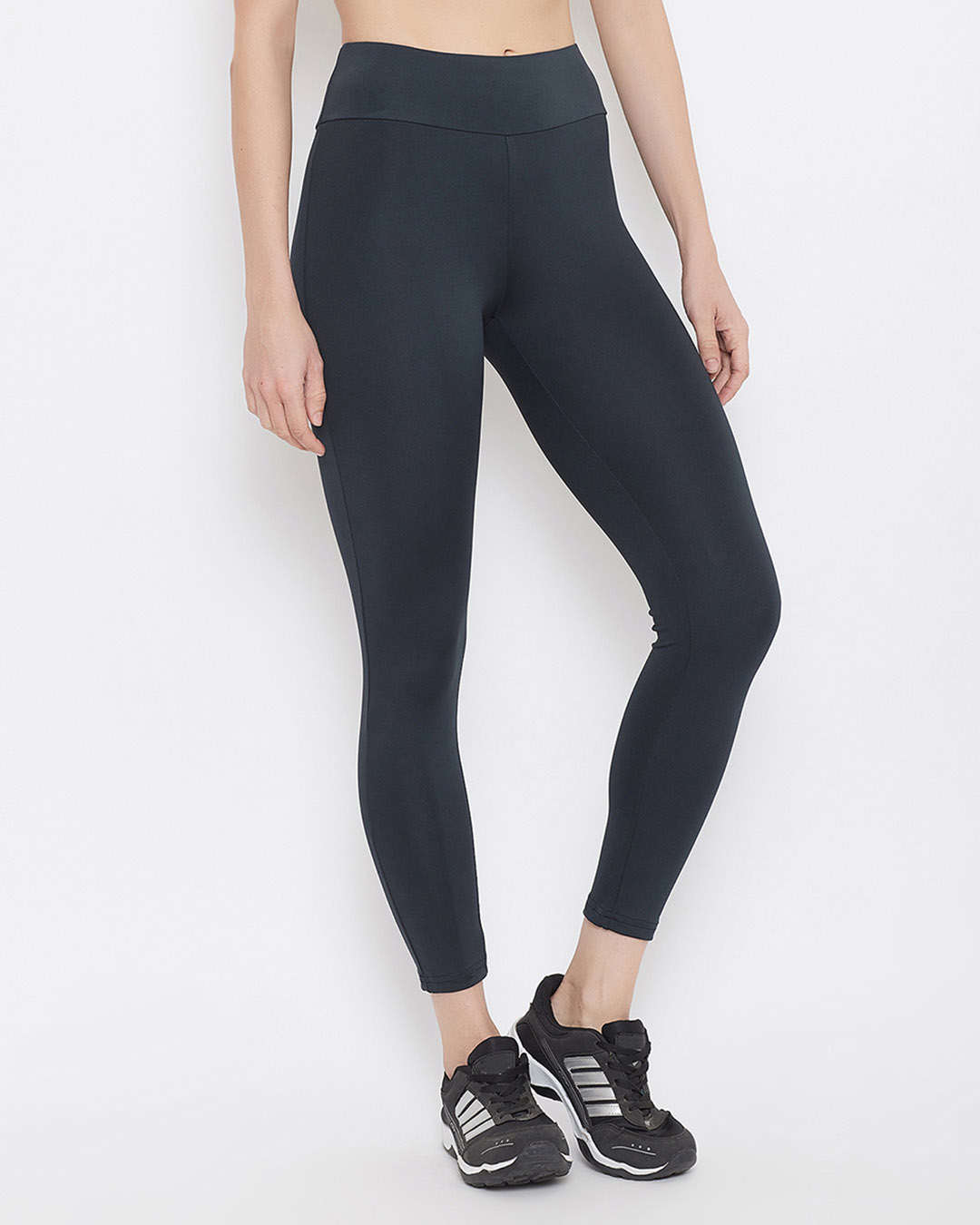 Shop Snug Fit Active High Rise Ankle Length Tights In Navy-Back