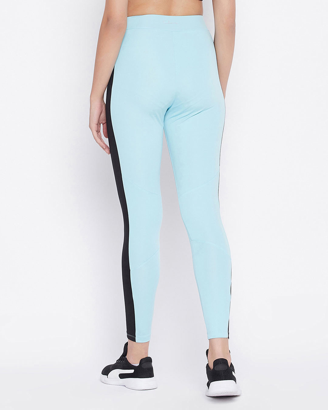Shop Snug Fit Active High Rise Ankle Length Tights In Sky Blue-Back
