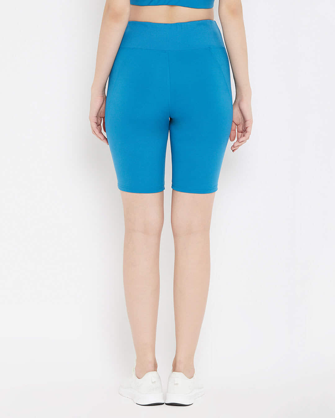Shop Women's Snug Fit Active High Rise Shorts In Light Blue-Back