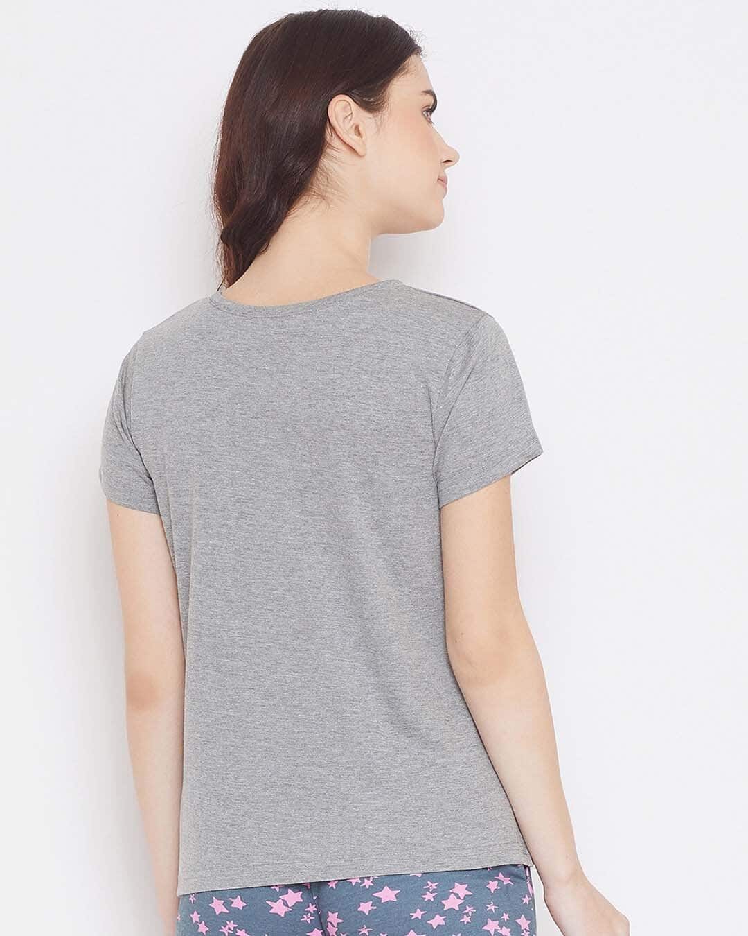 Shop Solid Sleep T-Shirt in Light Grey - Cotton Rich-Back