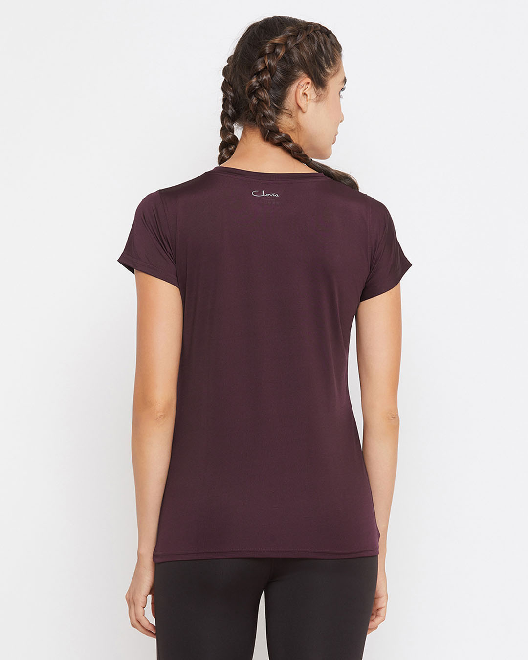 Shop Text Print Activewear T Shirt In Dark Purple-Back