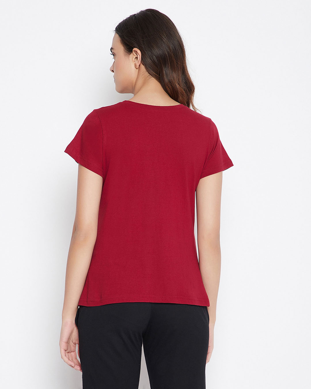 Shop Text Print Sleep T Shirt In Maroon   Cotton-Back