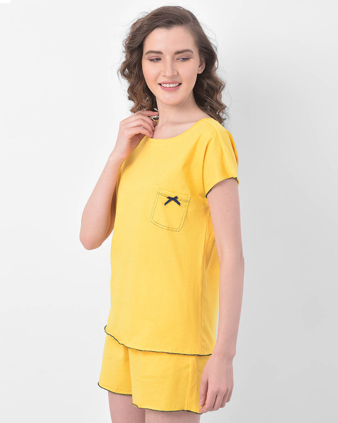Shop Top & Shorts Set In Yellow   Cotton Rich-Back