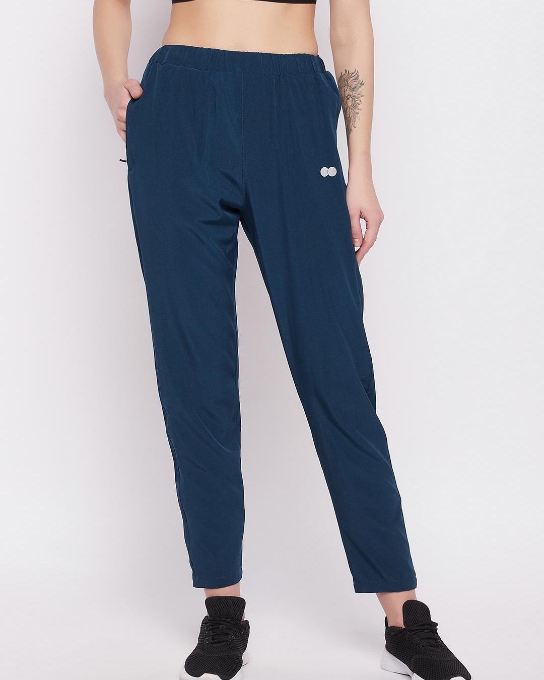Embossed Wide Leg Track Pants - Navy Blue | Women's Trousers & Yoga Pants |  Sweaty Betty