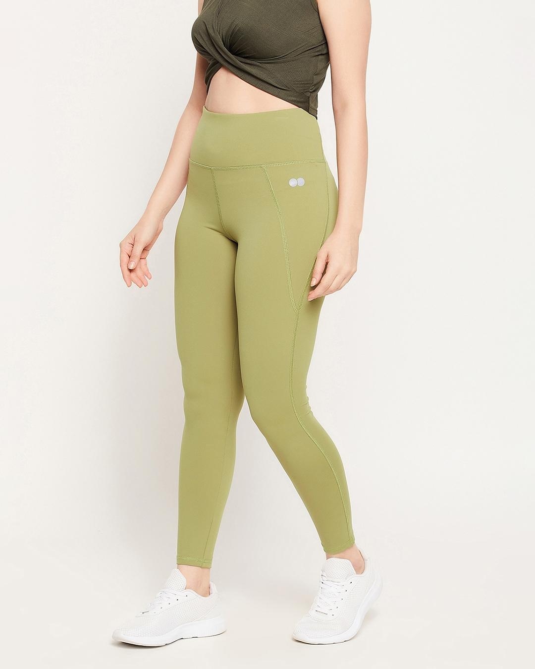 Shop Women's Green Slim Fit Tights-Back