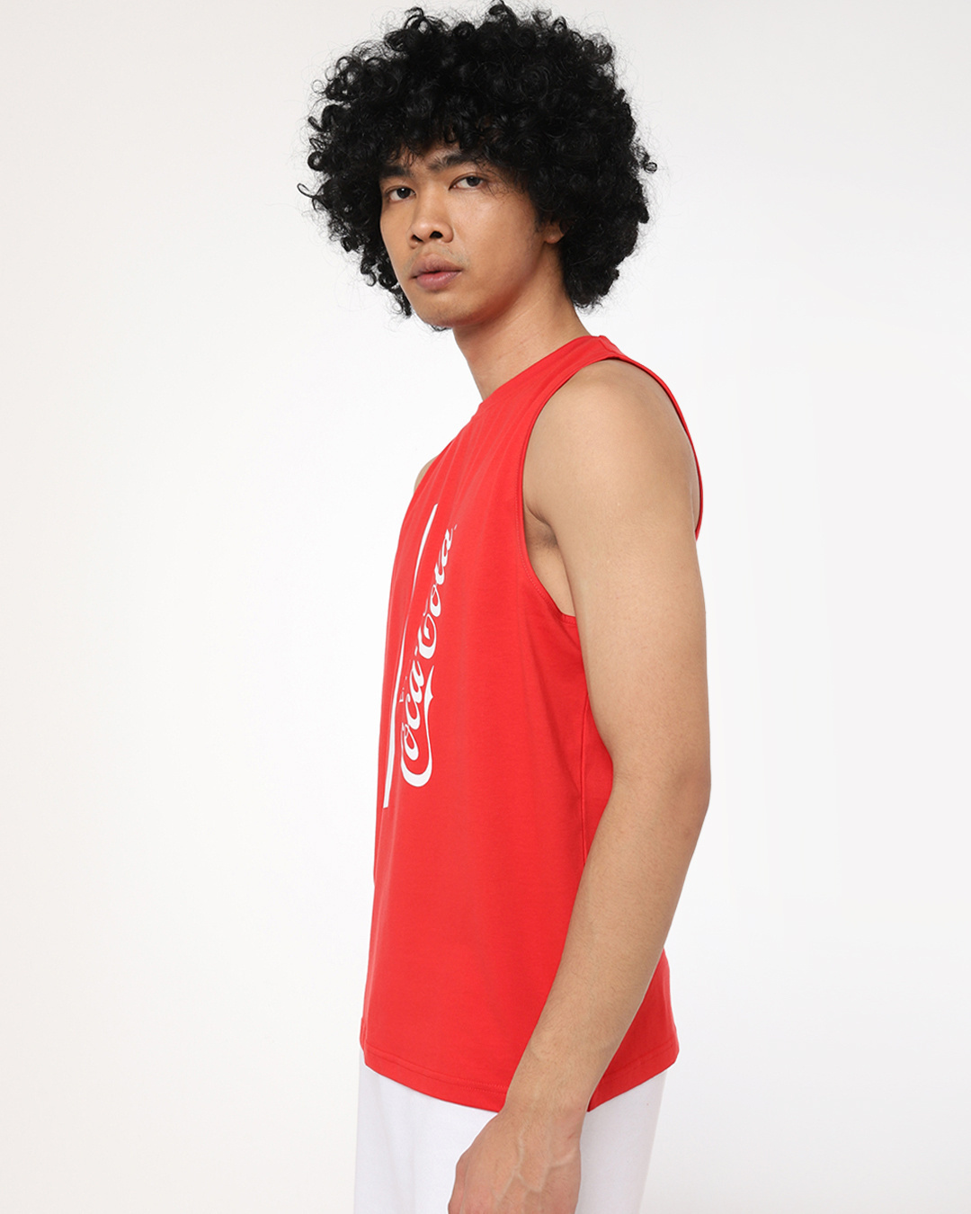 Shop Men's Red Coca Cola Wave Typography Vest-Back