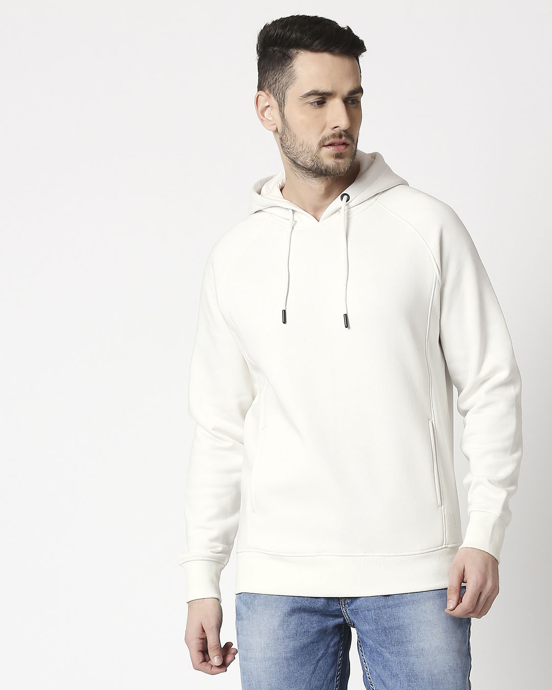 Shop Coconut Milk Stylised Panel Hoodie Sweatshirt-Back