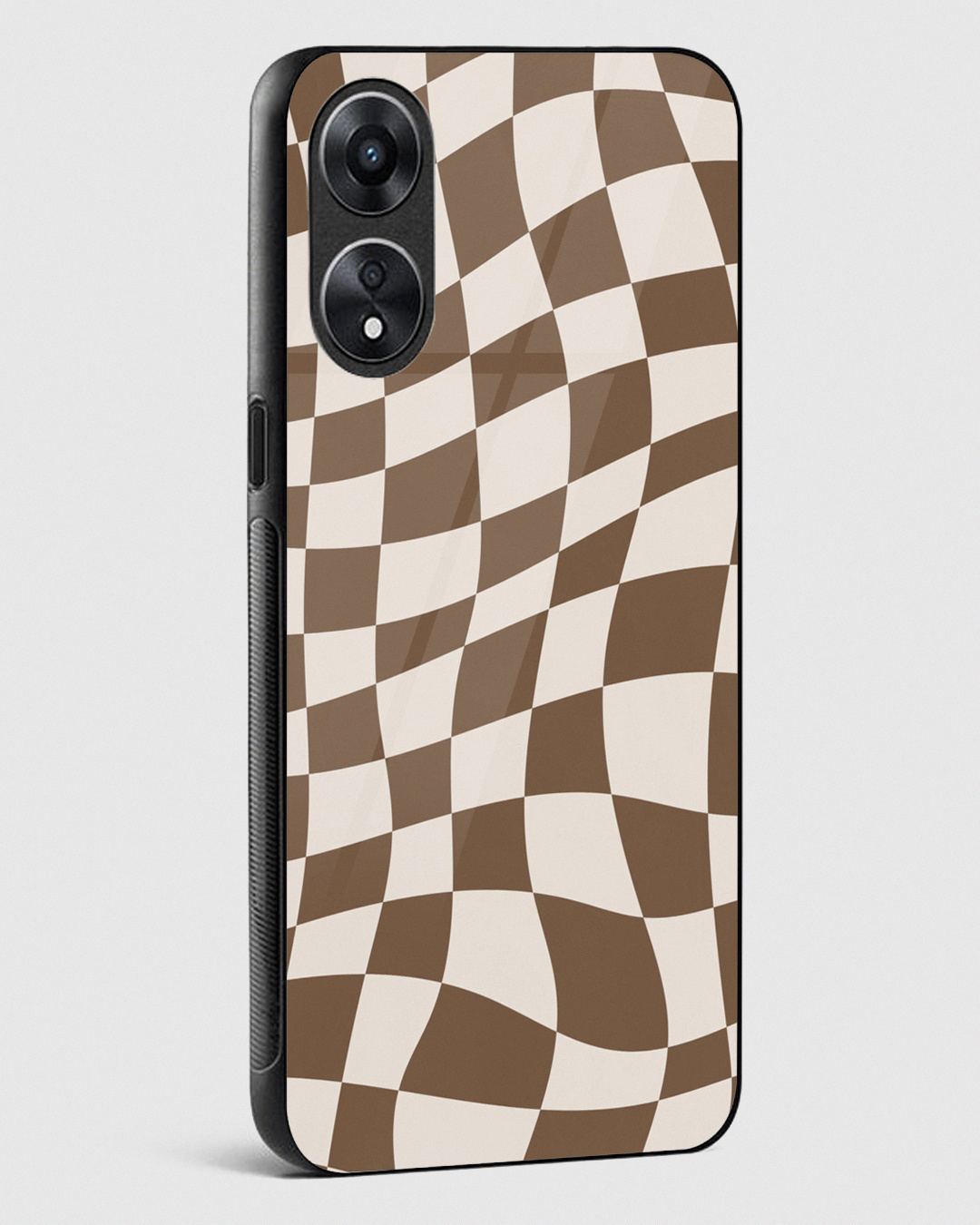 Shop Coffee Checkered Premium Glass Case for Oppo A78 5G-Back