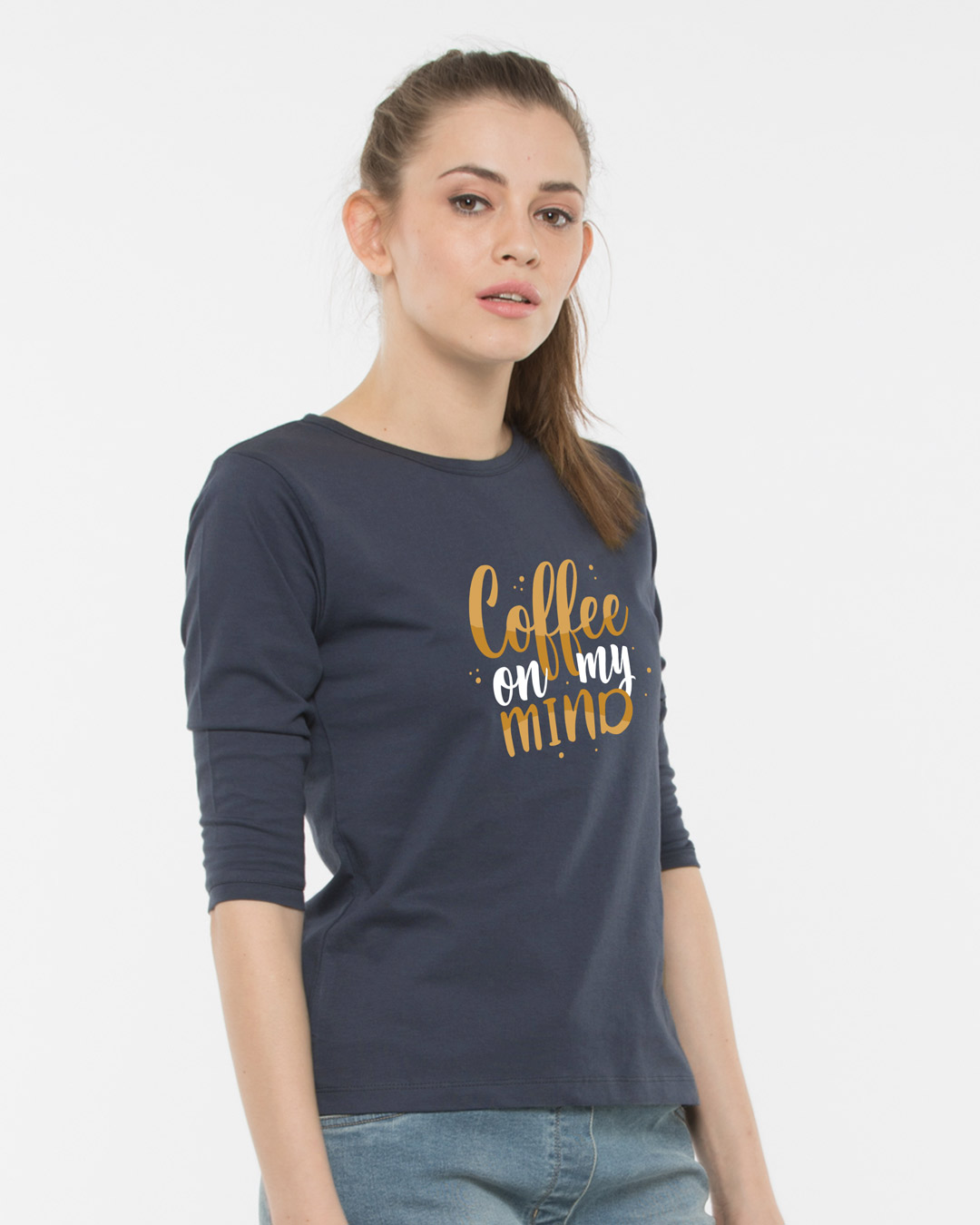 Shop Coffee On My Mind Round Neck 3/4th Sleeve T-Shirt-Back