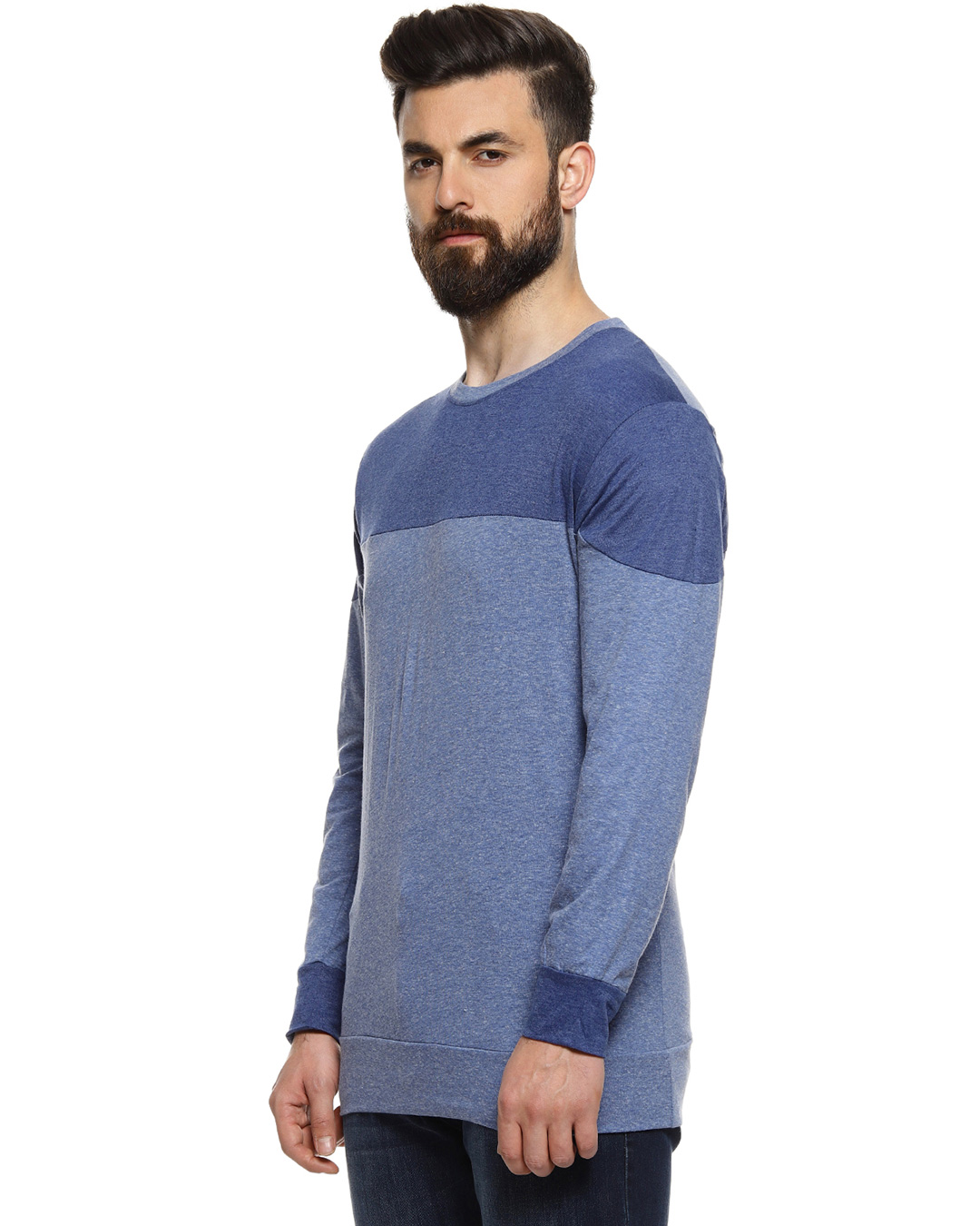 Shop Men's Blue Color Block Stylish Casual T-Shirt-Back