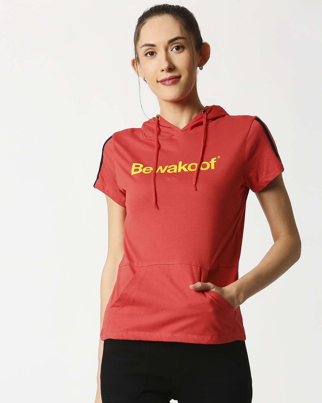 Shop Color Half Sleeve Printed Hoodie T-Shirt-Back
