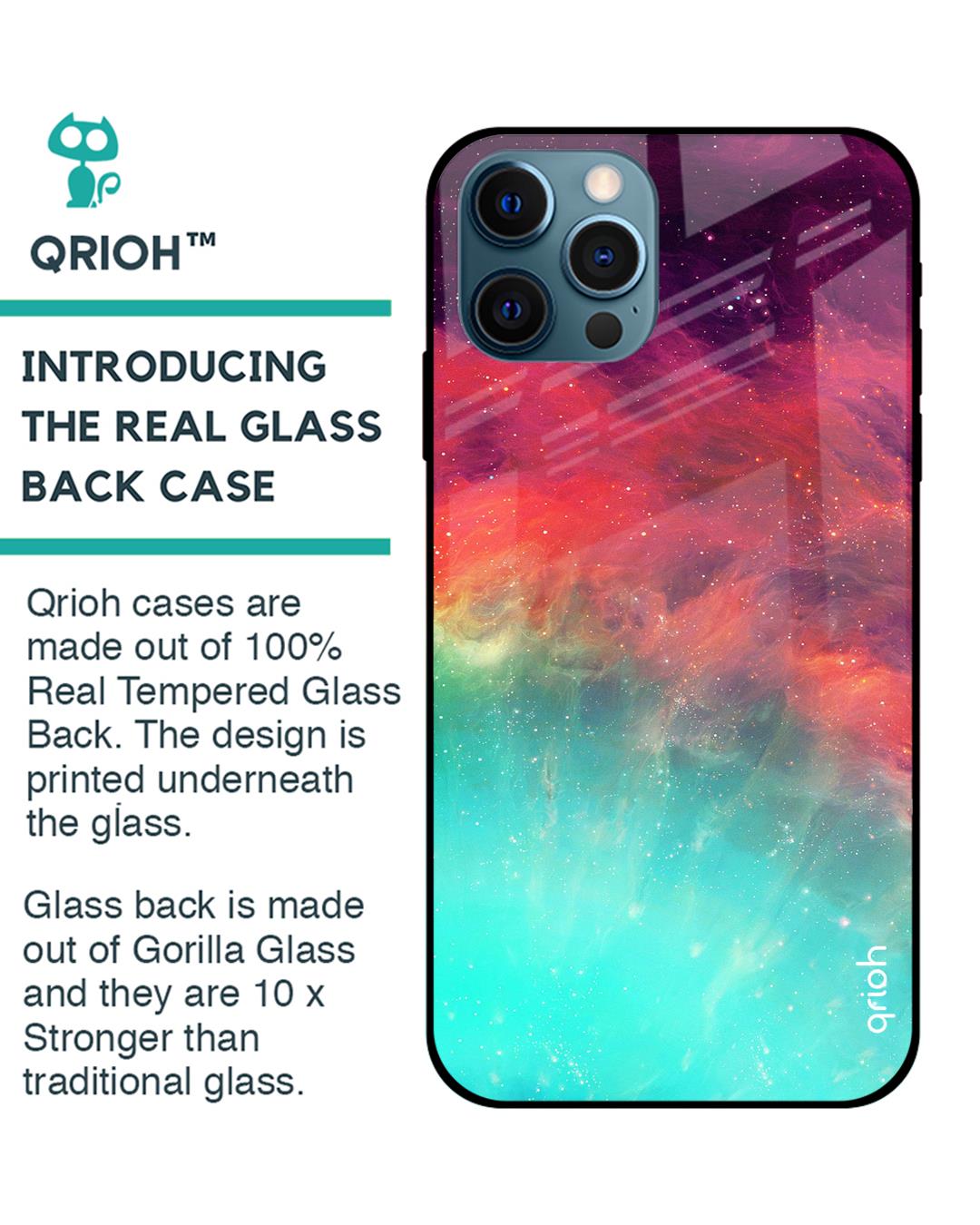 Shop Iphone 12 Pro Max Colorful Aura Glass Case-Back