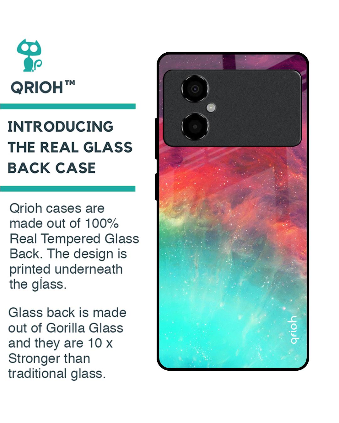 Shop Colorful Aura Premium Glass Case for Poco M4 5G (Shock Proof, Scratch Resistant)-Back