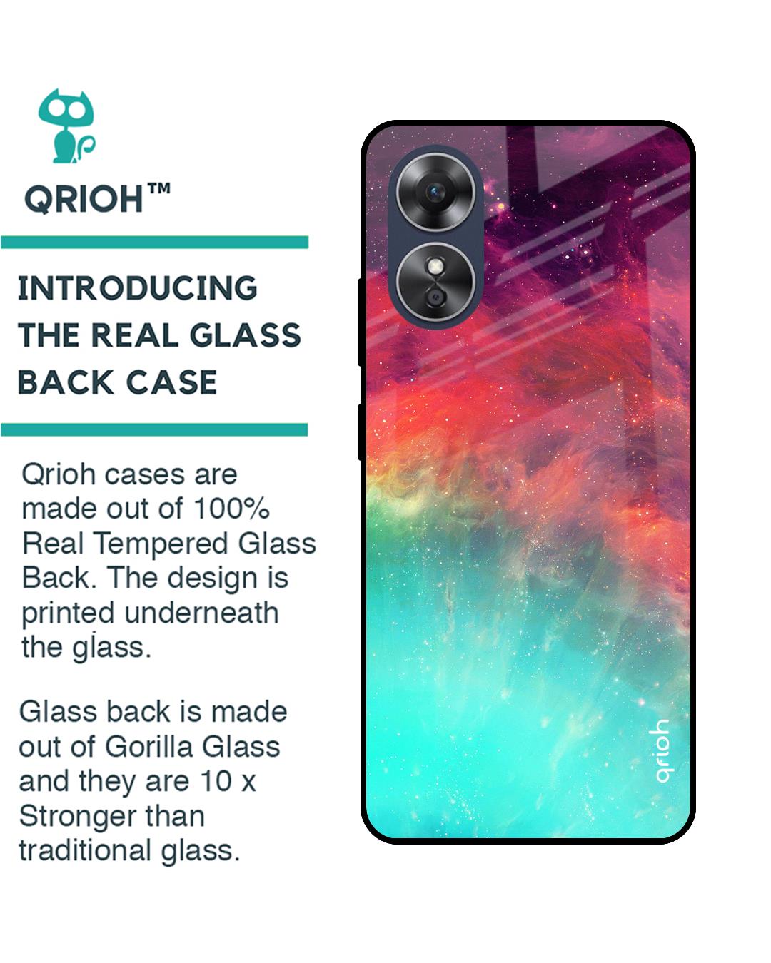 Shop Colorful Aura Printed Premium Glass Case for OPPO A17 (Shock Proof,Scratch Resistant)-Back