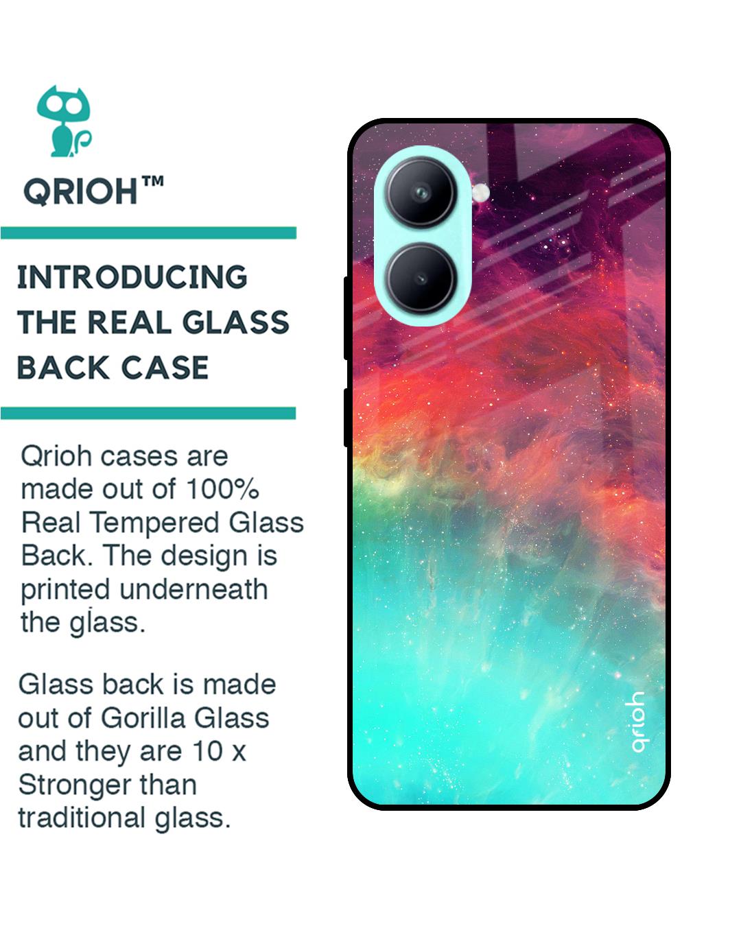 Shop Colorful Aura Printed Premium Glass Case for Realme C33 (Shock Proof,Scratch Resistant)-Back