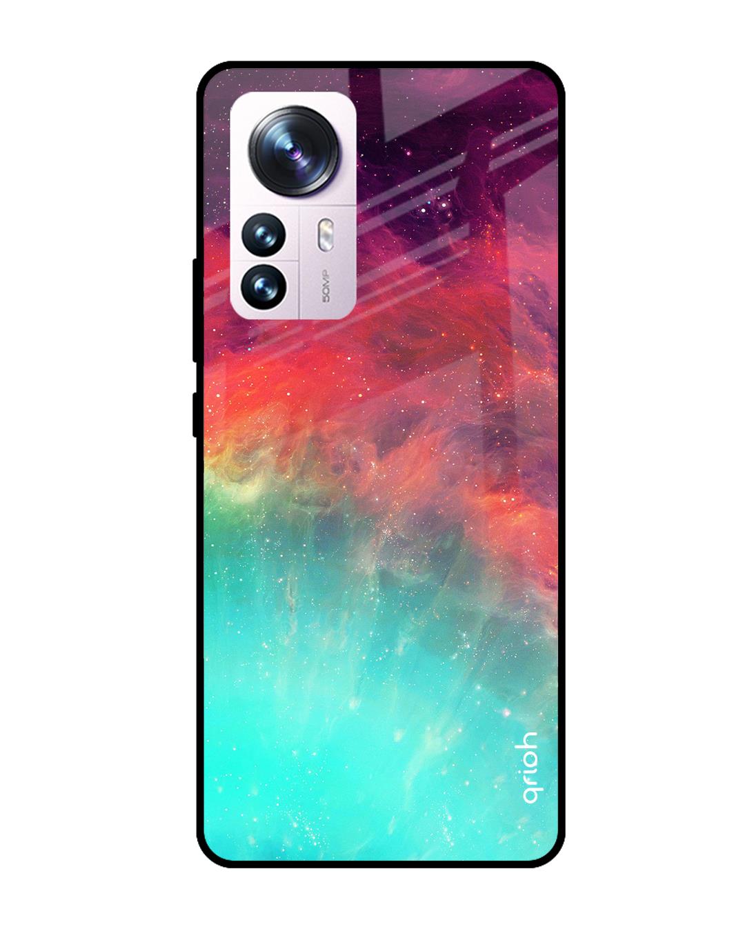 Shop Colorful Aura Printed Premium Glass Cover for Mi 12 Pro 5G (Shockproof, Light Weight)-Back