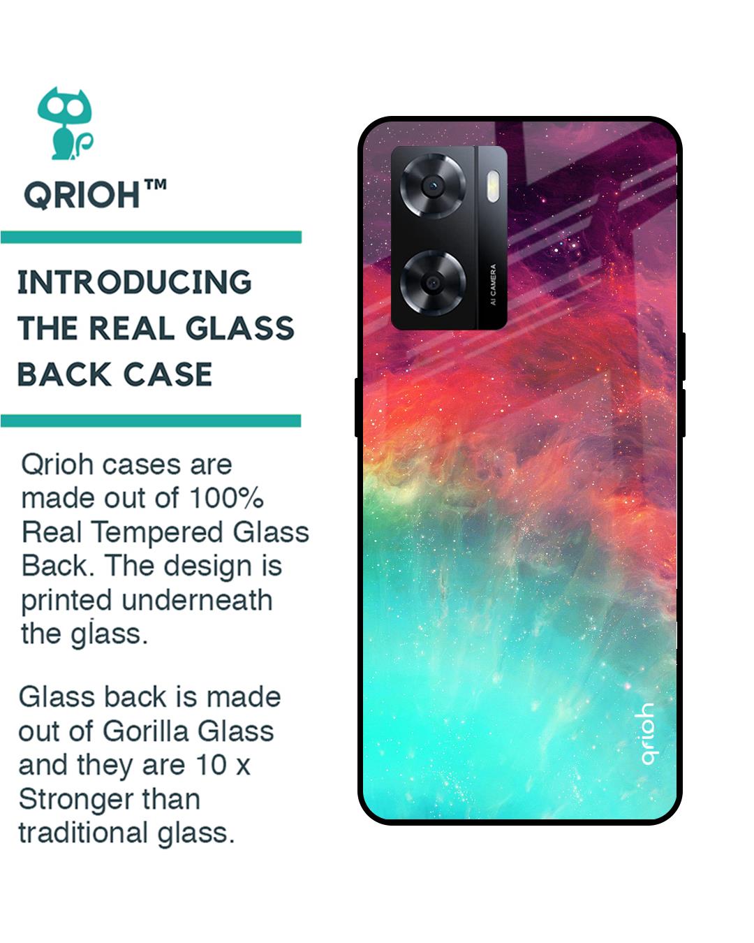 Shop Colorful Aura Printed Premium Glass Cover for Oppo A57 4G (Shockproof, Light Weight)-Back