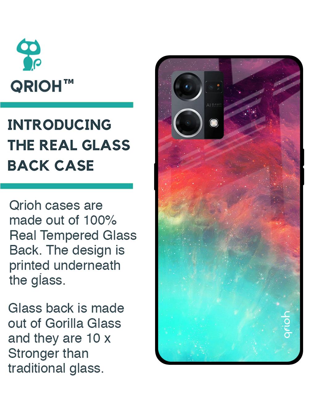 Shop Colorful Aura Printed Premium Glass Cover for OPPO F21 Pro (Shockproof, Light Weight)-Back