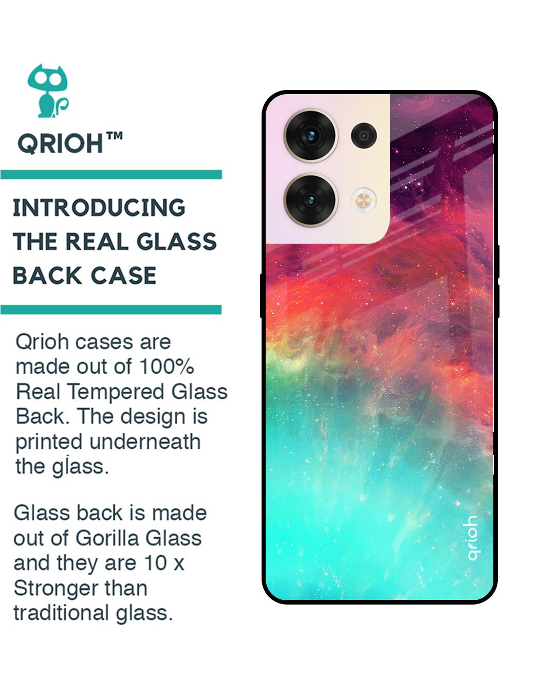 Shop Colorful Aura Printed Premium Glass Cover for Oppo Reno8 5G (Shockproof, Light Weight)-Back