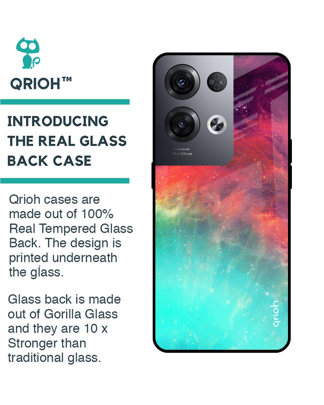 Shop Colorful Aura Printed Premium Glass Cover for Oppo Reno8 Pro 5G (Shockproof, Light Weight)-Back