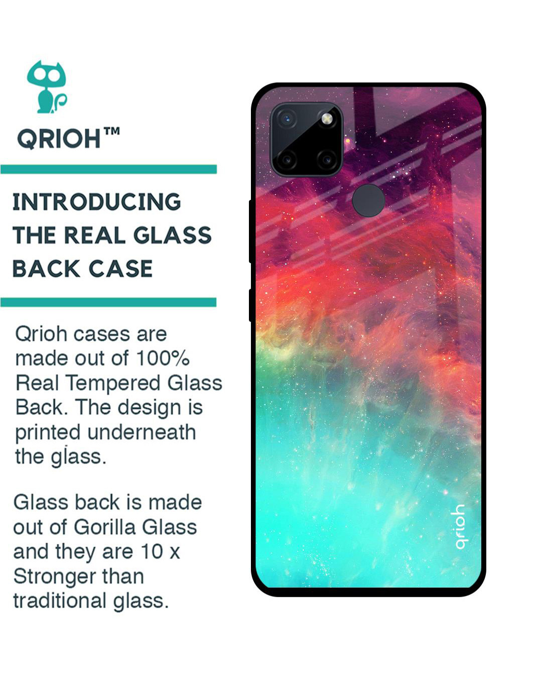 Shop Colorful Aura Printed Premium Glass Cover for Realme C21Y (Shockproof, Light Weight)-Back
