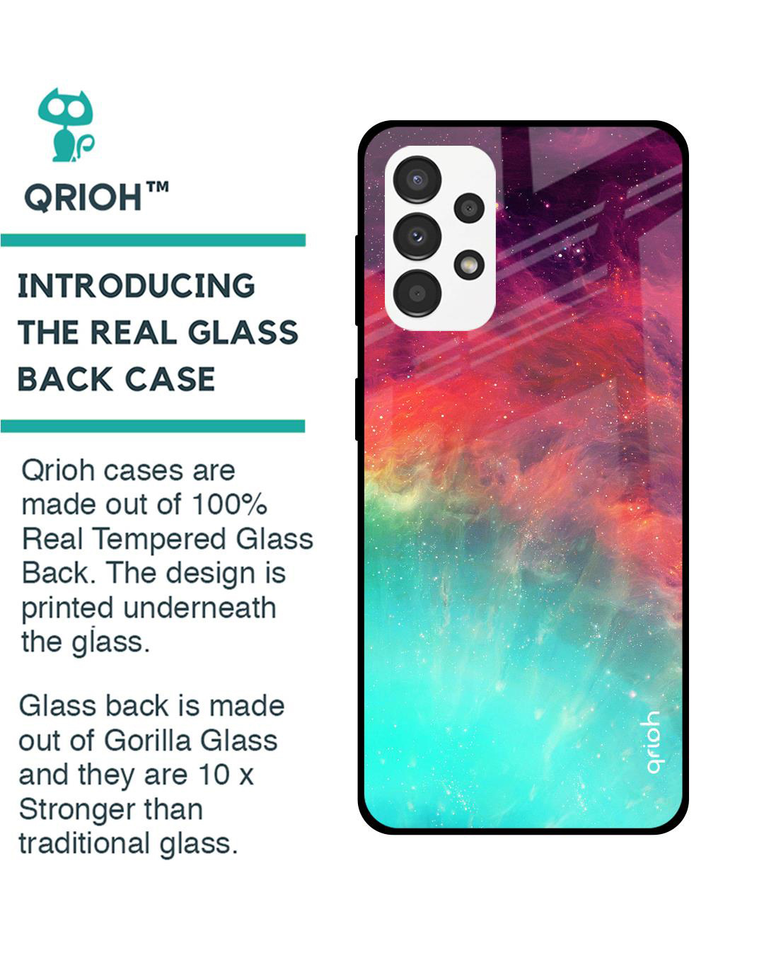 Shop Colorful Aura Printed Premium Glass Cover for Samsung Galaxy A13 (Shockproof, Light Weight)-Back