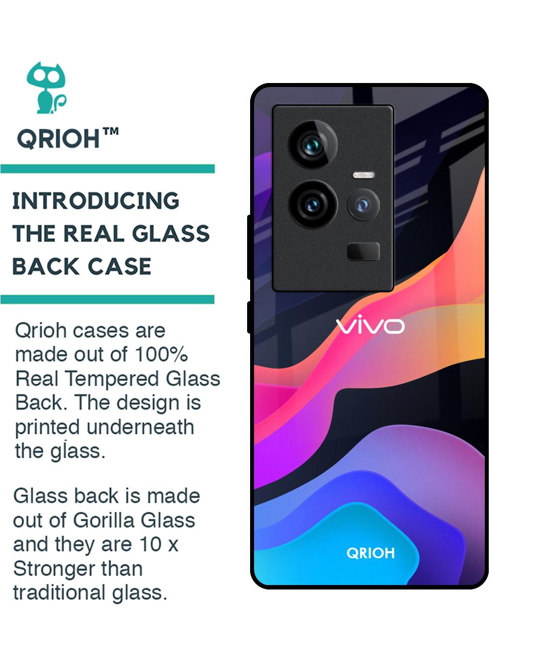 Shop Colorful Fluid Premium Glass Case for Vivo iQOO 11 (Shock Proof, Scratch Resistant)-Back