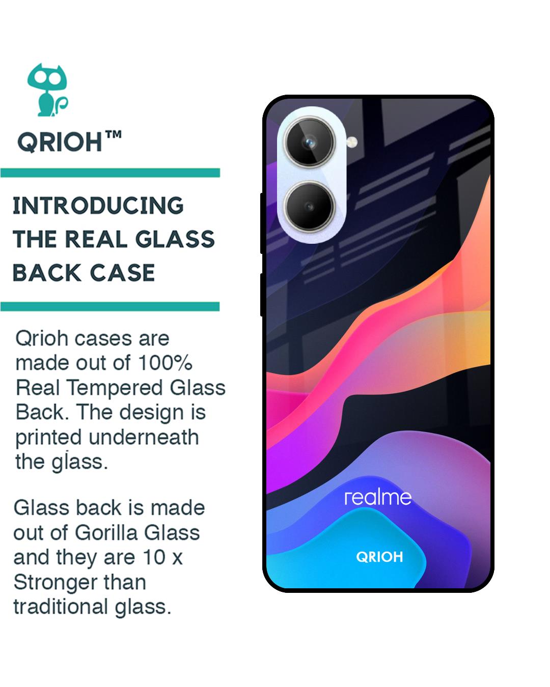 Shop Colorful Fluid Printed Premium Glass Case for Realme 10 5G (Shock Proof,Scratch Resistant)-Back