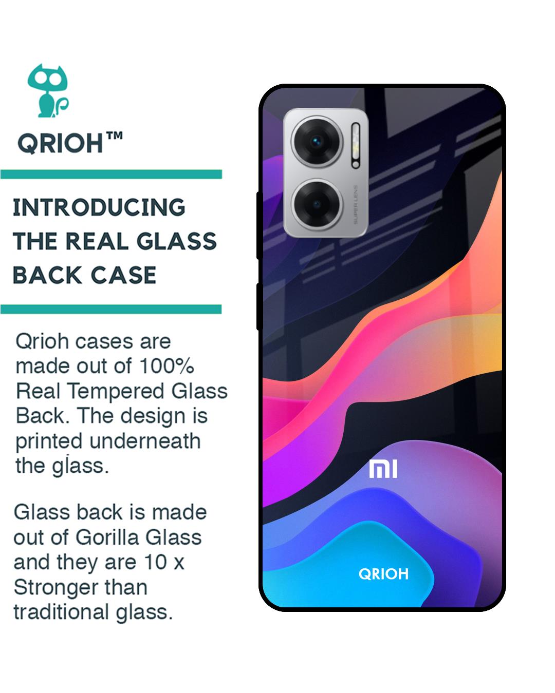 Shop Colorful Fluid Printed Premium Glass Case for Redmi 11 Prime 5G (Shock Proof,Scratch Resistant)-Back