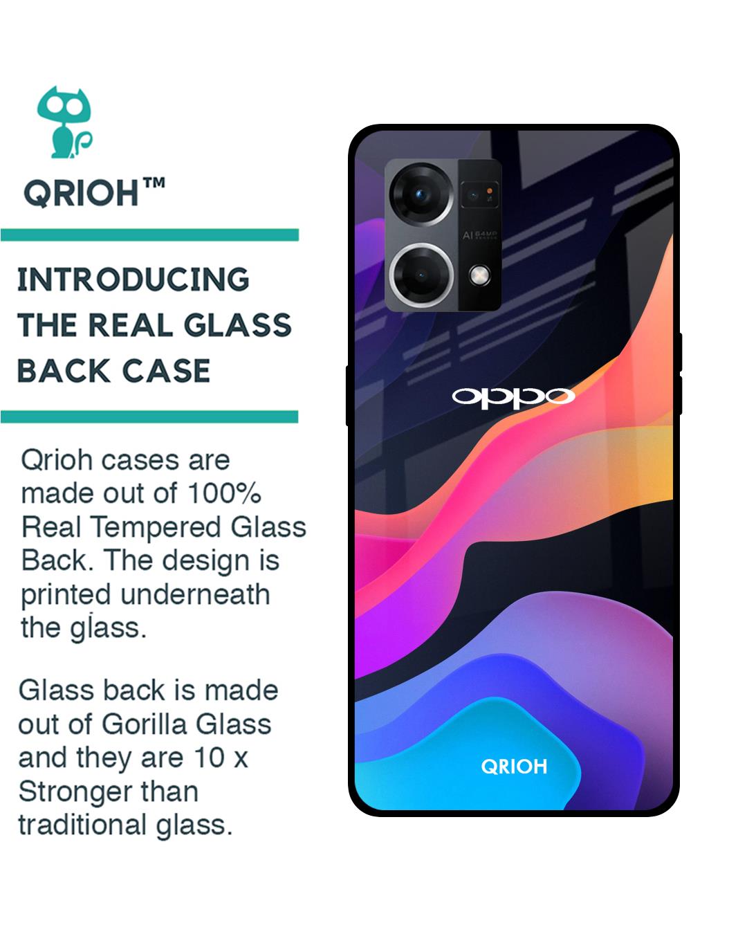 Shop Colorful Fluid Printed Premium Glass Cover for OPPO F21 Pro (Shockproof, Light Weight)-Back