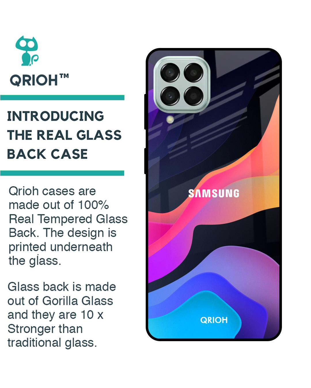 Shop Colorful Fluid Printed Premium Glass Cover for Samsung Galaxy M33 5G (Shockproof, Light Weight)-Back