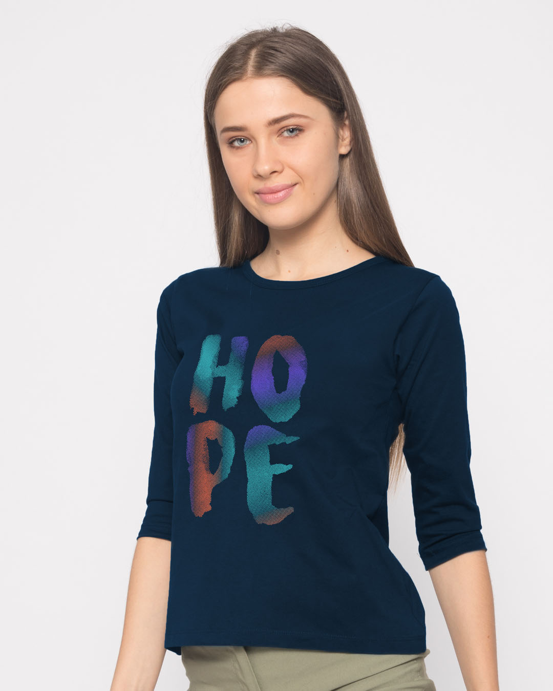 Shop Colorful Hope Round Neck 3/4th Sleeve T-Shirt-Back