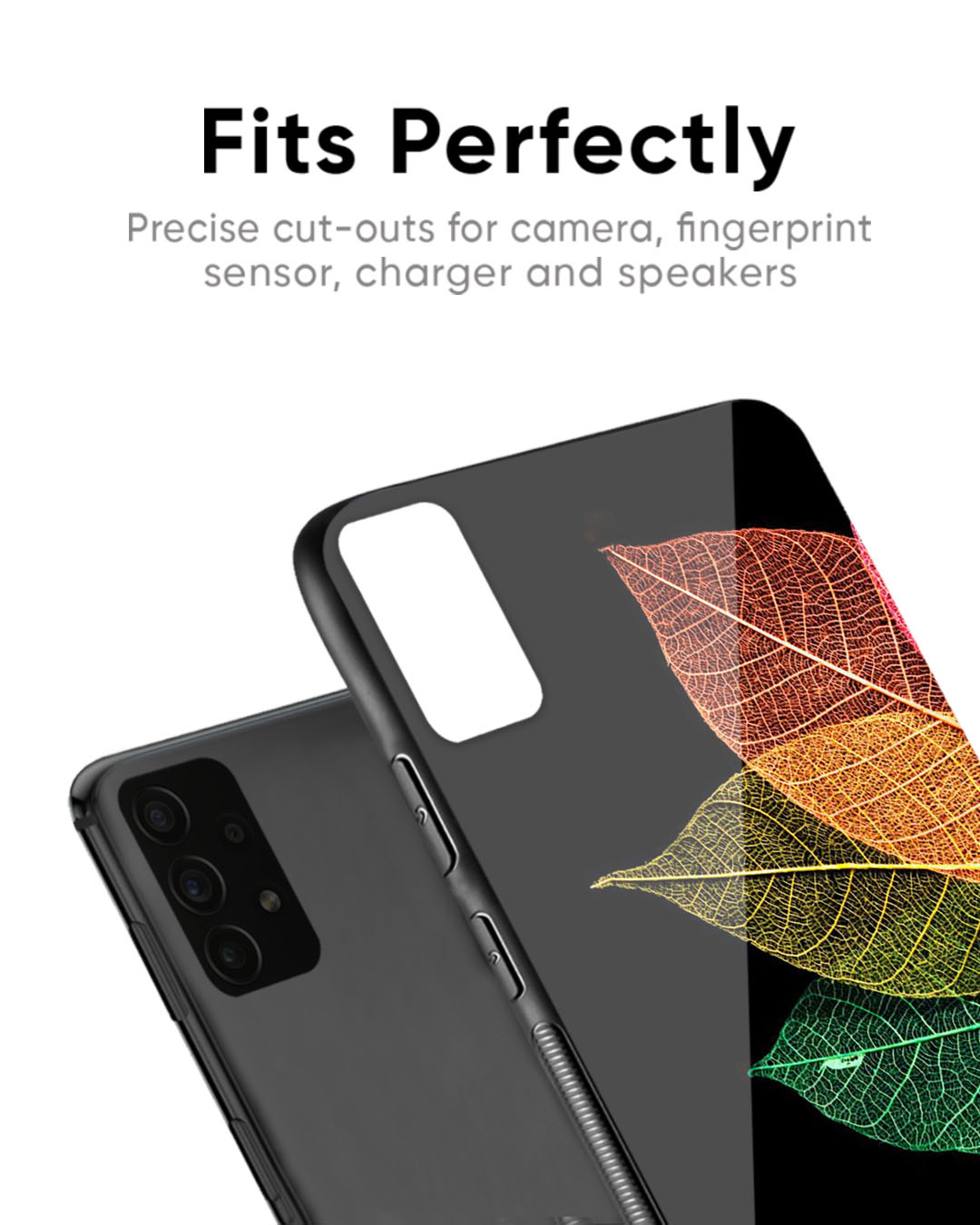 Shop Colorful Leaves Premium Glass Case for OnePlus 7T (Shock Proof, Scratch Resistant)-Back