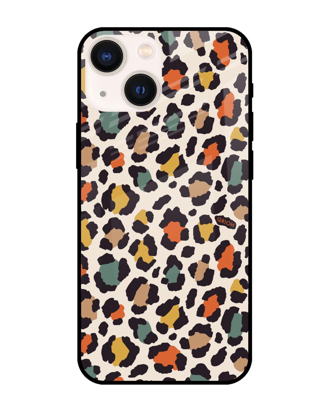 Buy Colorful Leopard Printed Premium Glass Cover for Apple iPhone 14 ...