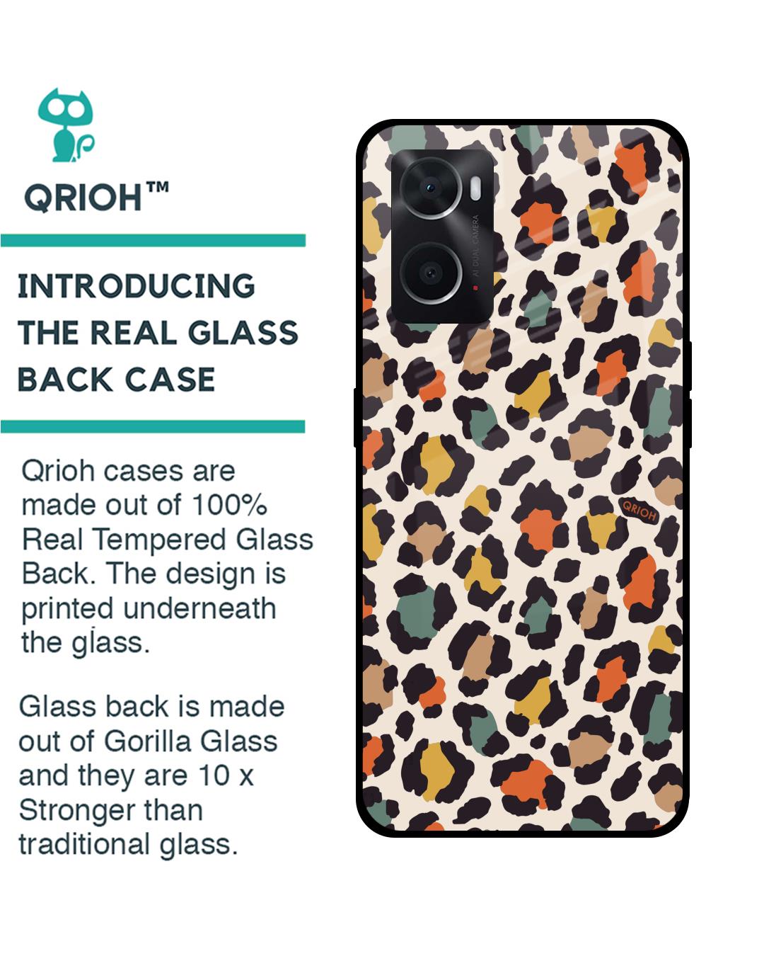 Shop Colorful Leopard Printed Premium Glass Cover for Oppo A36 (Shock Proof, Scratch Resistant)-Back