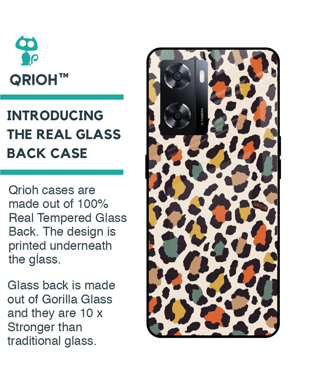 Shop Colorful Leopard Printed Premium Glass Cover for Oppo A57 4G (Shock Proof, Scratch Resistant)-Back