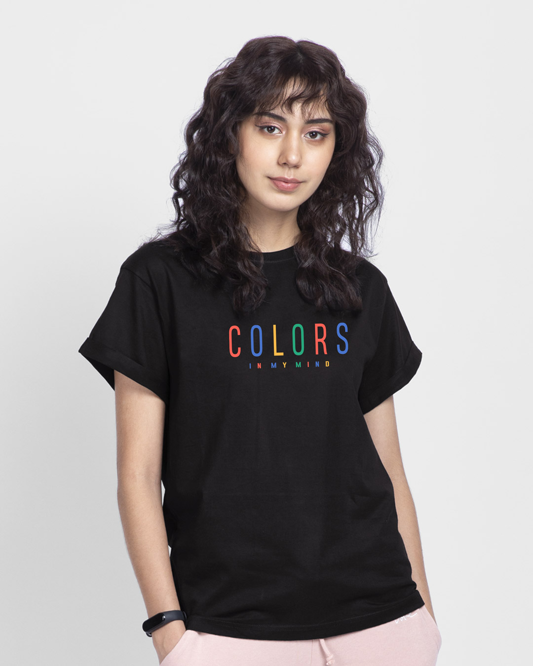 Shop Colors In My Mind Boyfriend T-Shirt Black-Back