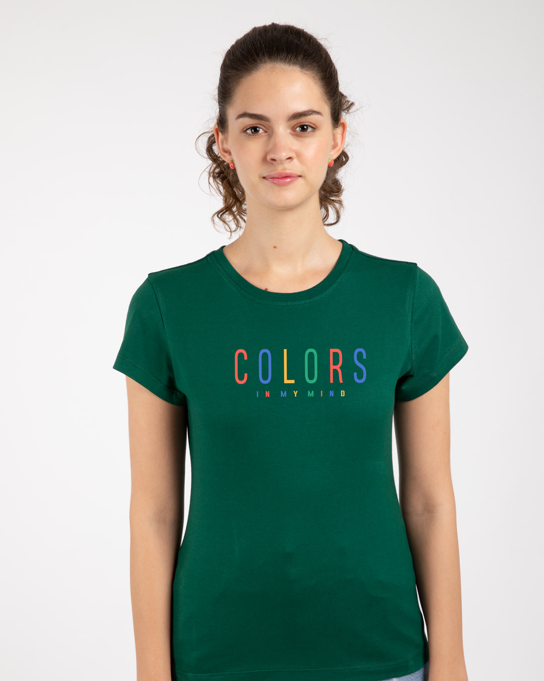 Shop Colors In My Mind Half Sleeve Printed T-Shirt Dark Forest Green-Back