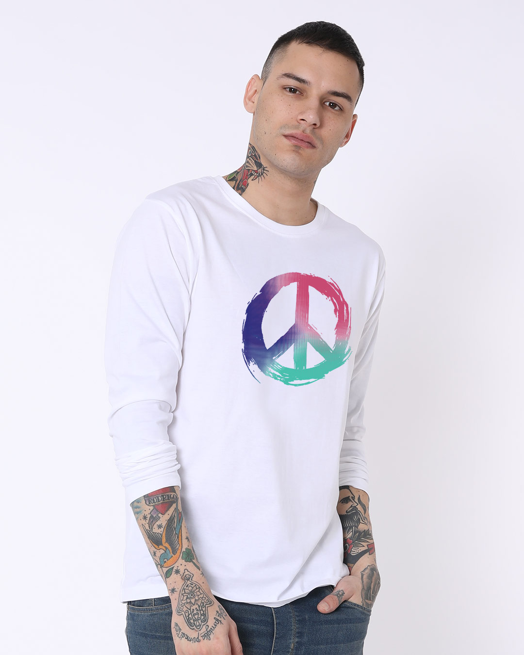 Shop Colors Of Peace Full Sleeve T-Shirt-Back