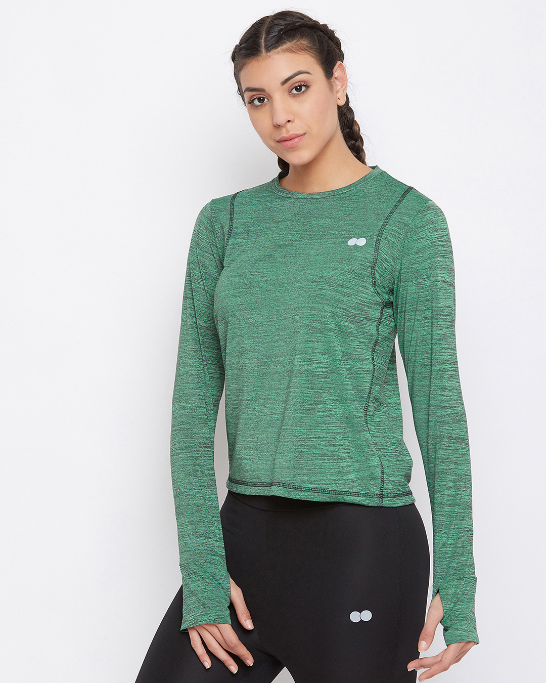 Shop Comfort Fit Active T-Shirt In Green Melange-Back