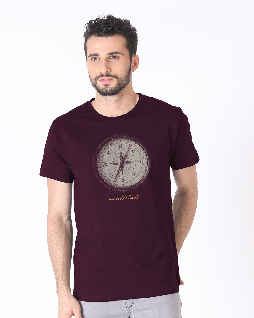 Shop Compass Wanderlust Half Sleeve T-Shirt-Back
