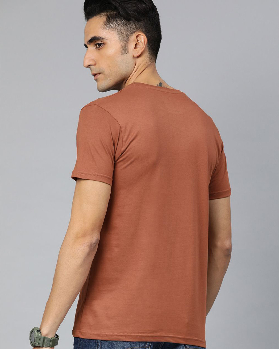 Shop Brown Graphic T Shirt-Back