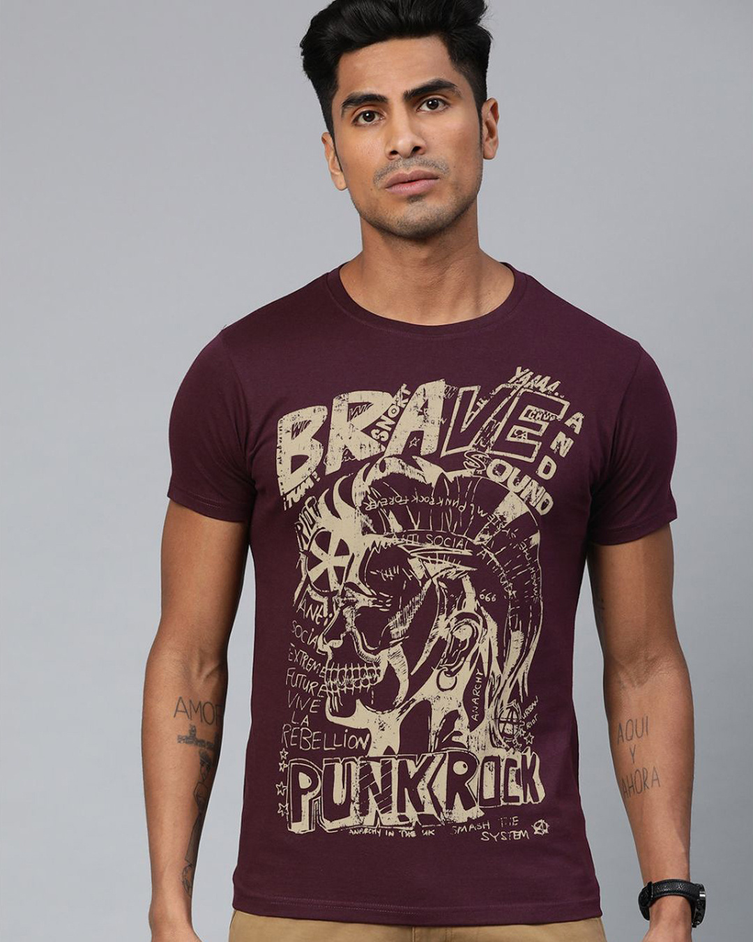 Buy Conditions Apply Maroon Graphic T-Shirt for Men Maroon Online at ...