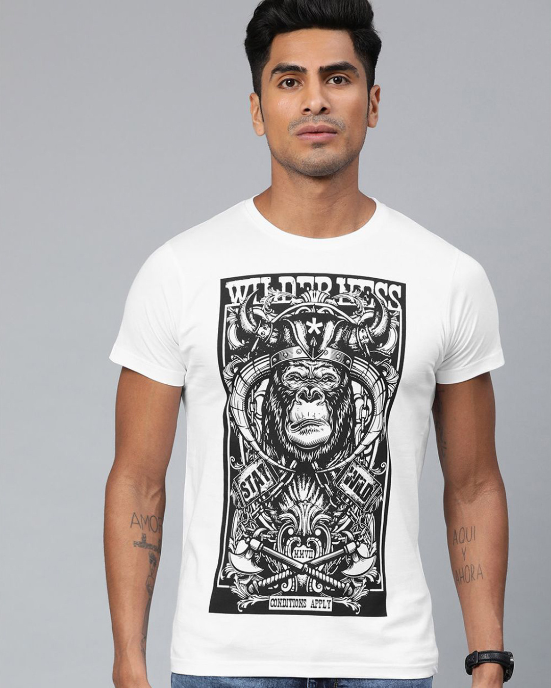 Buy Conditions Apply White Graphic T-Shirt for Men White Online at Bewakoof