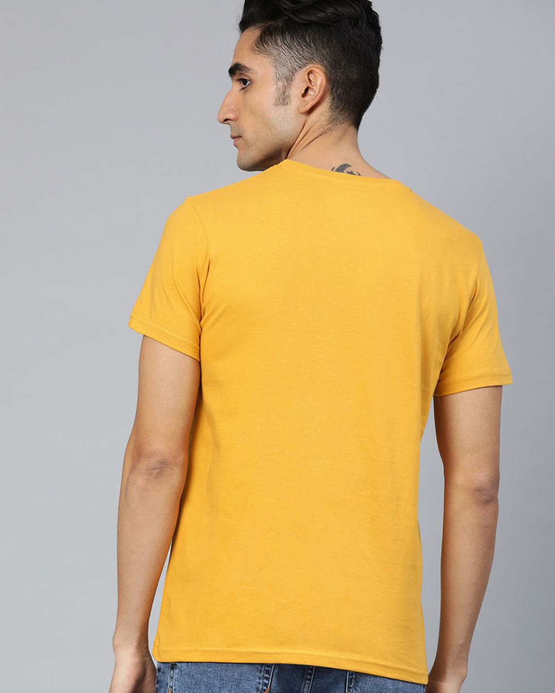 Shop Yellow Graphic T Shirt-Back
