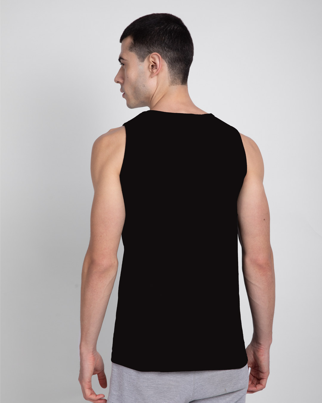 Shop Conquer Strip Round Neck Vest Black-Back