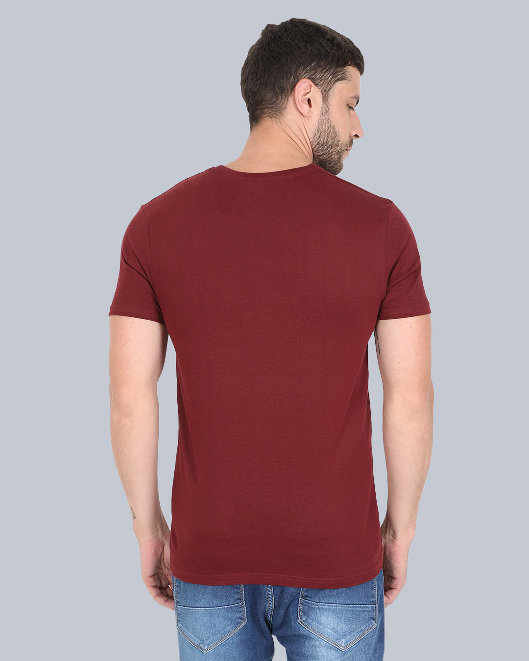 Shop Pocket Design T-Shirt Maronn-Back