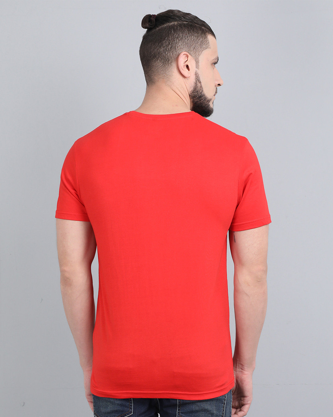 Shop Pocket Design T-Shirt Red-Back