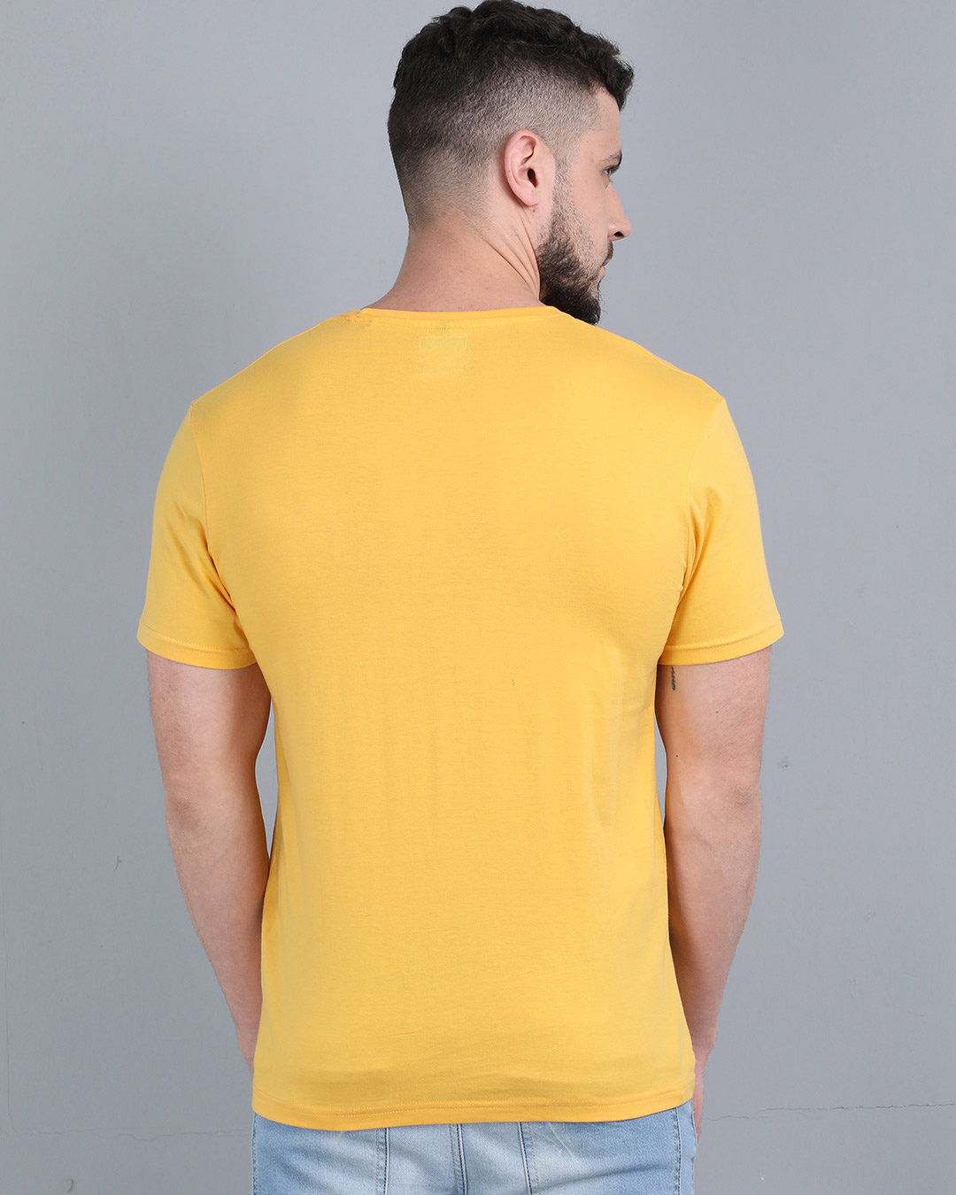 Shop Pocket Design T-Shirt Yellow-Back