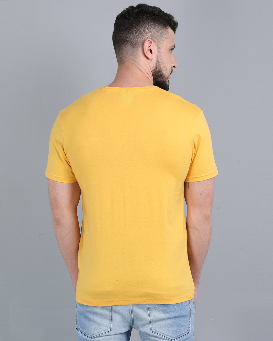 Shop Pocket Design T-Shirt Yellow-Back
